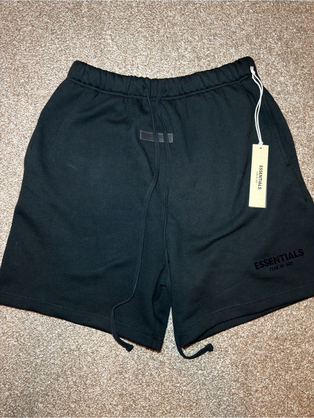 ESSENTIALS Black Logo Athletic Shorts